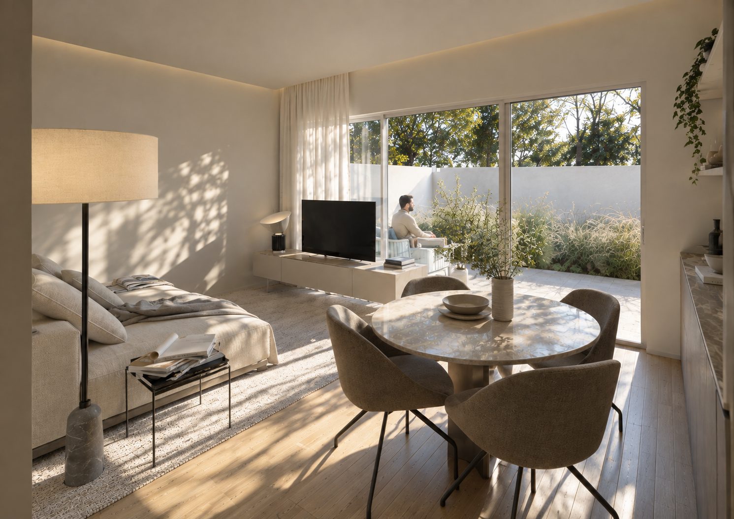 Quarto com acesso a terraço no projeto de reabilitação Quanza